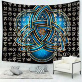 Lofaris Ancient Writing Blue 3D Printed Family Wall Tapestry